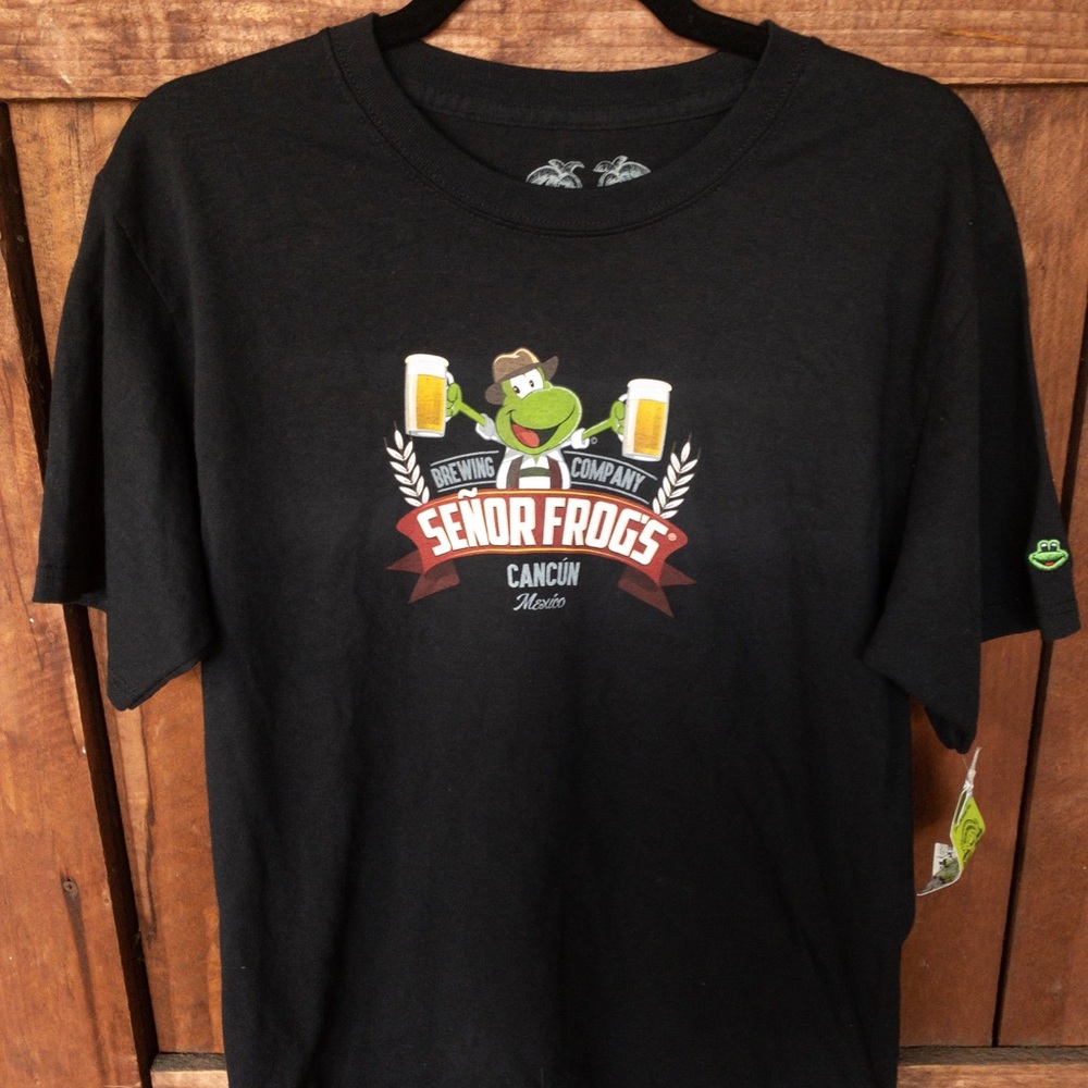 NWT Men’s Black Senor Frogs Cancun, Mexico Shirt